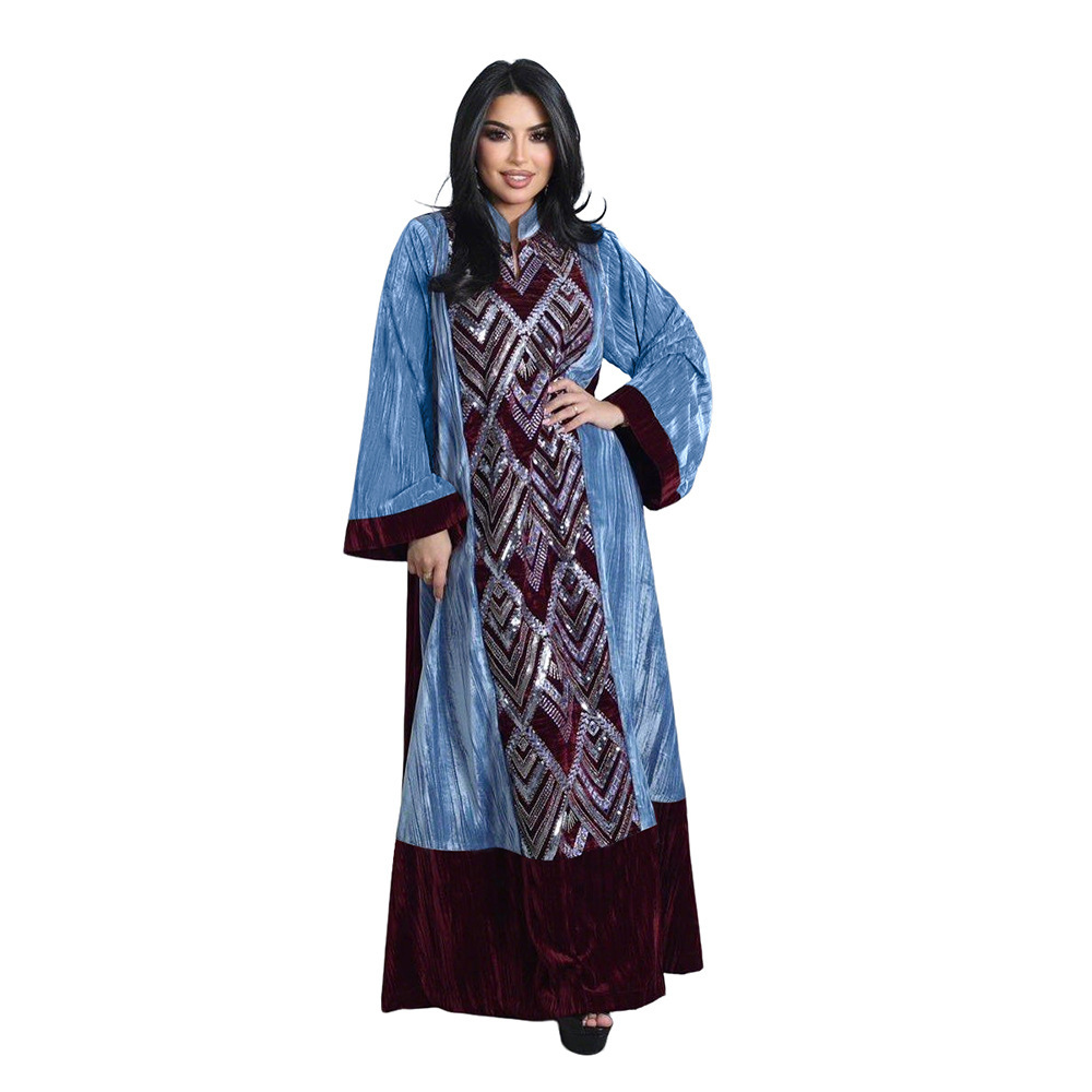 Winter Clothing Dubai - Vestido de Terciopelo con Parches Xqy500461,