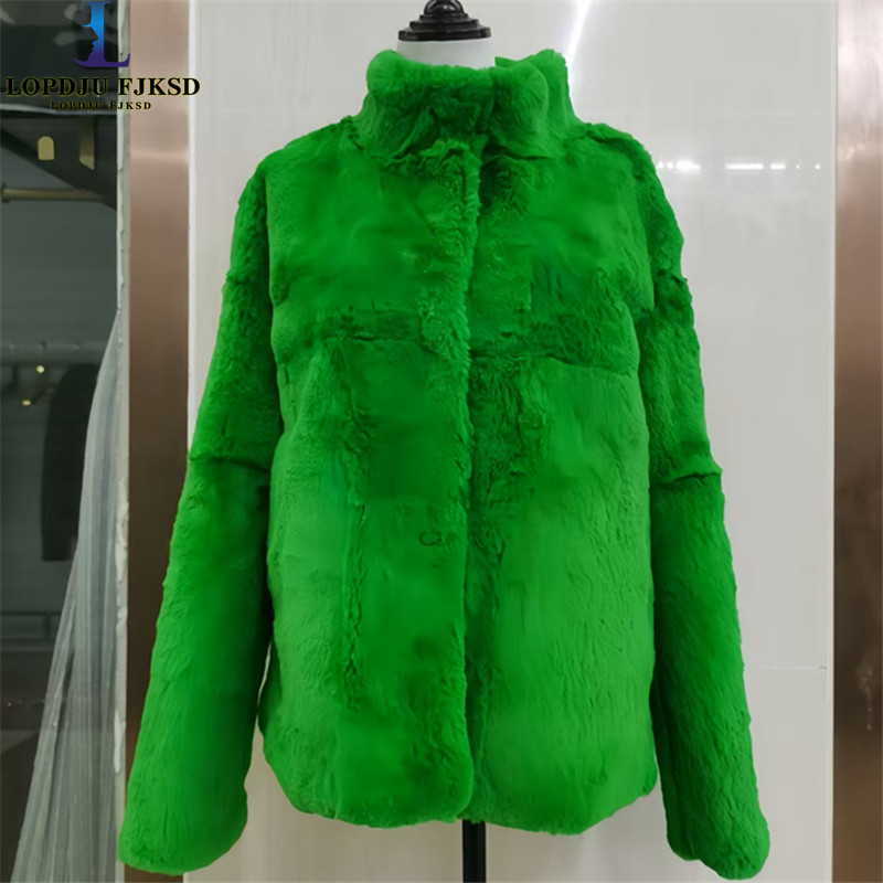 Quality Winter Clothing Jacket - Abrigo de Piel de Conejo Auténtica