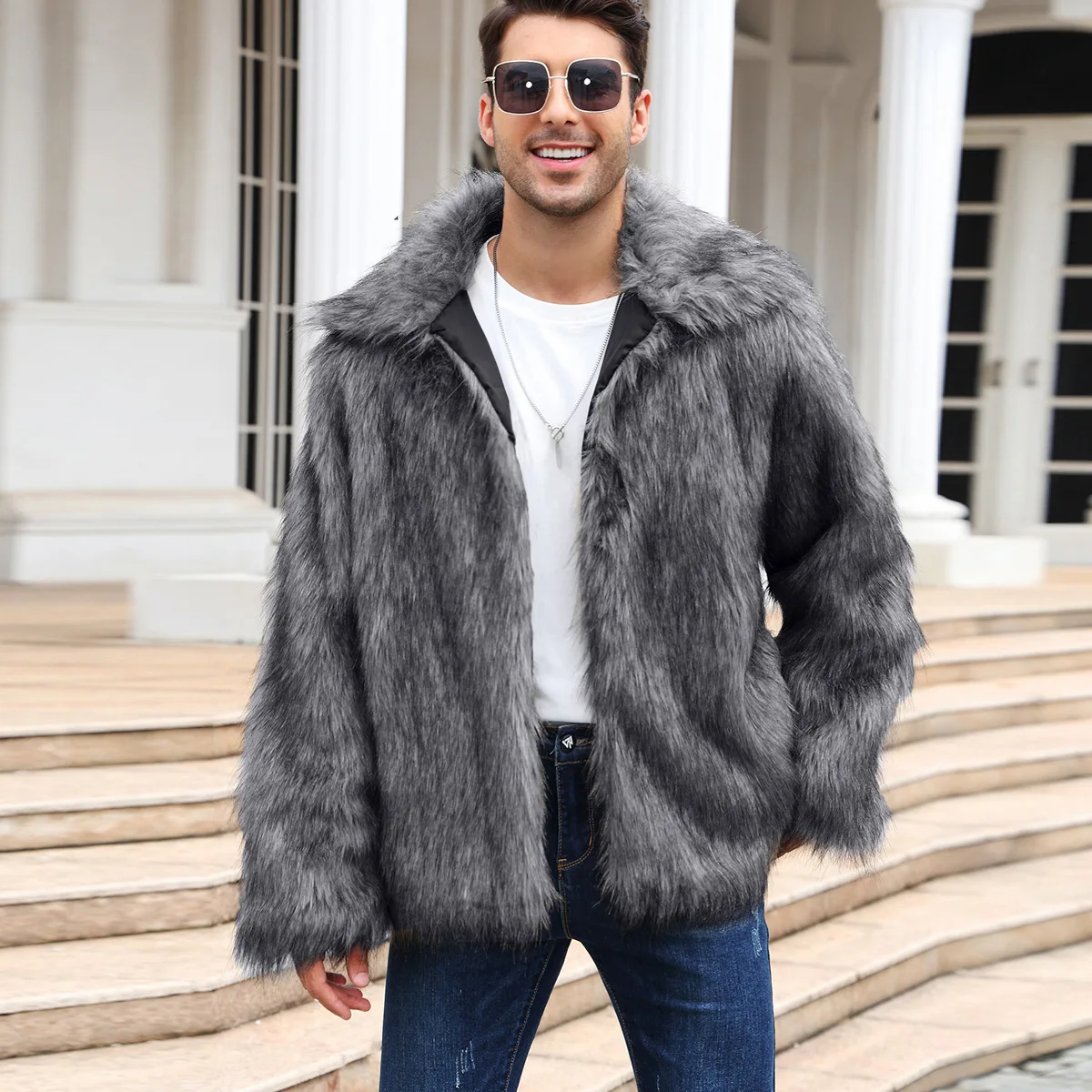 Chaqueta de piel de zorro sint - Winter Clothing Uae reseña y precio