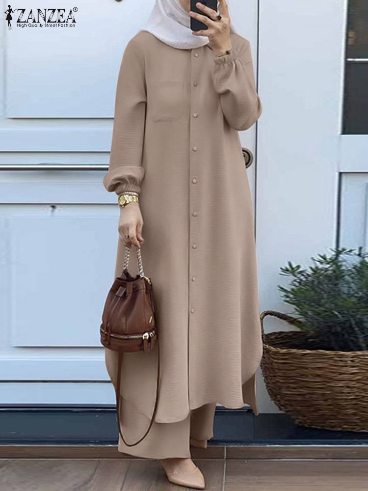 ZANZEA-conjunto musulmán de ma - Winter Clothing Dubai reseña y precio